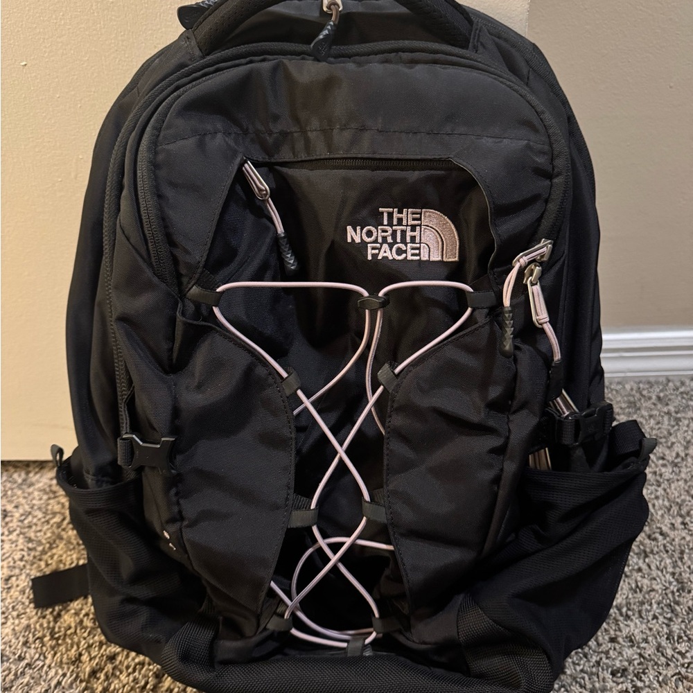 The North Face Black Backpack with Light Purple Accents